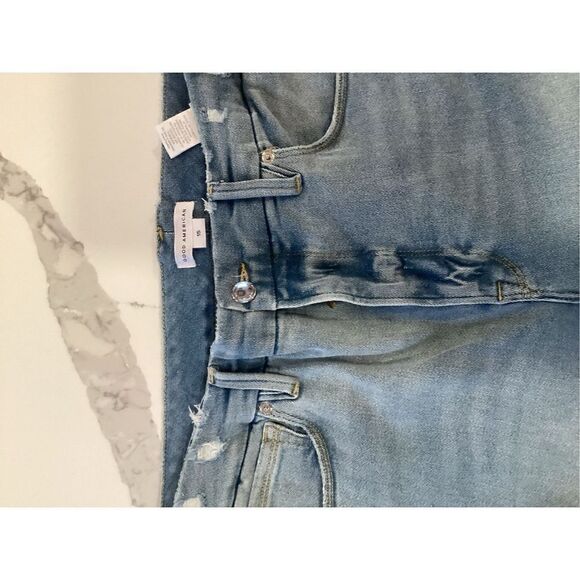 Good American Womens Good Legs Denim Jeans Sz 15 (34.5”) Distressed Stretch Plus - Picture 4 of 10